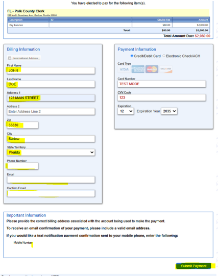 White web page with 12 fields to input billing details, like name, address, credit card number, etc.