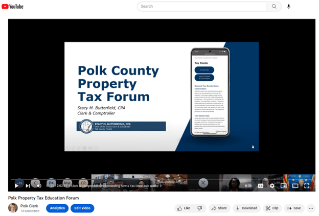 Property tax powerpoint slide displayed on a YouTube video